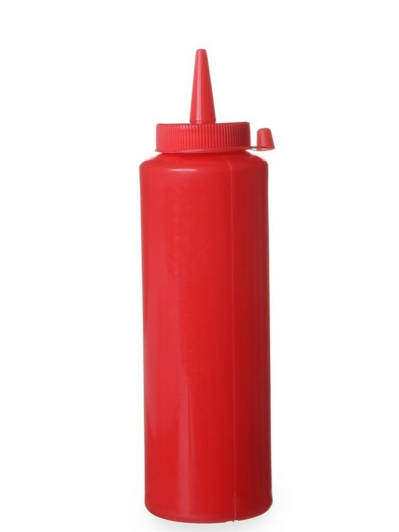 Mērču pudele-dozators 350 ml, sarkans